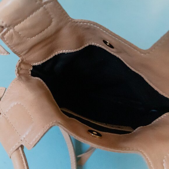 Foley + Corinna Tan Genuine Leather Foldover Zip Pocket Crossbody Small Purse - Picture 6 of 10